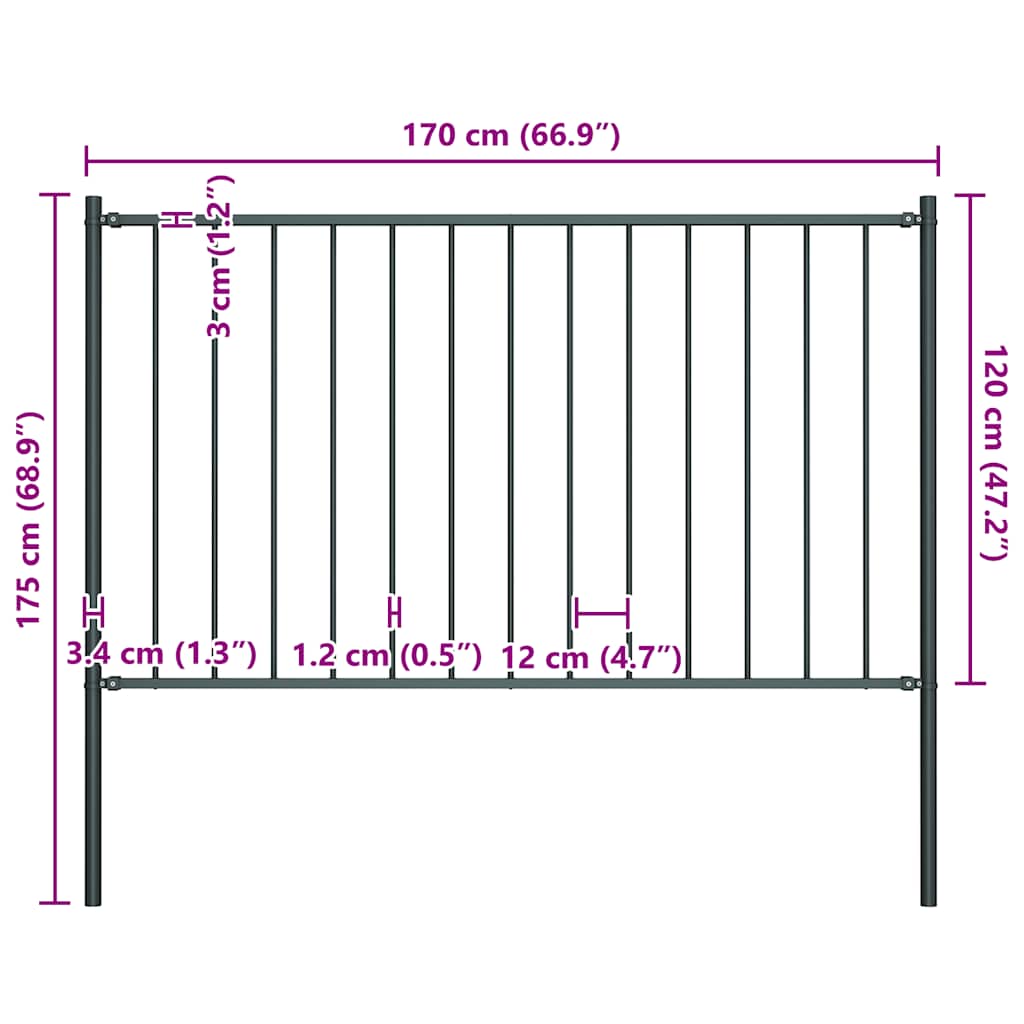 Zaunelement Woerden mit Pfosten Stahl 1,7 x 1,25 m Anthrazit