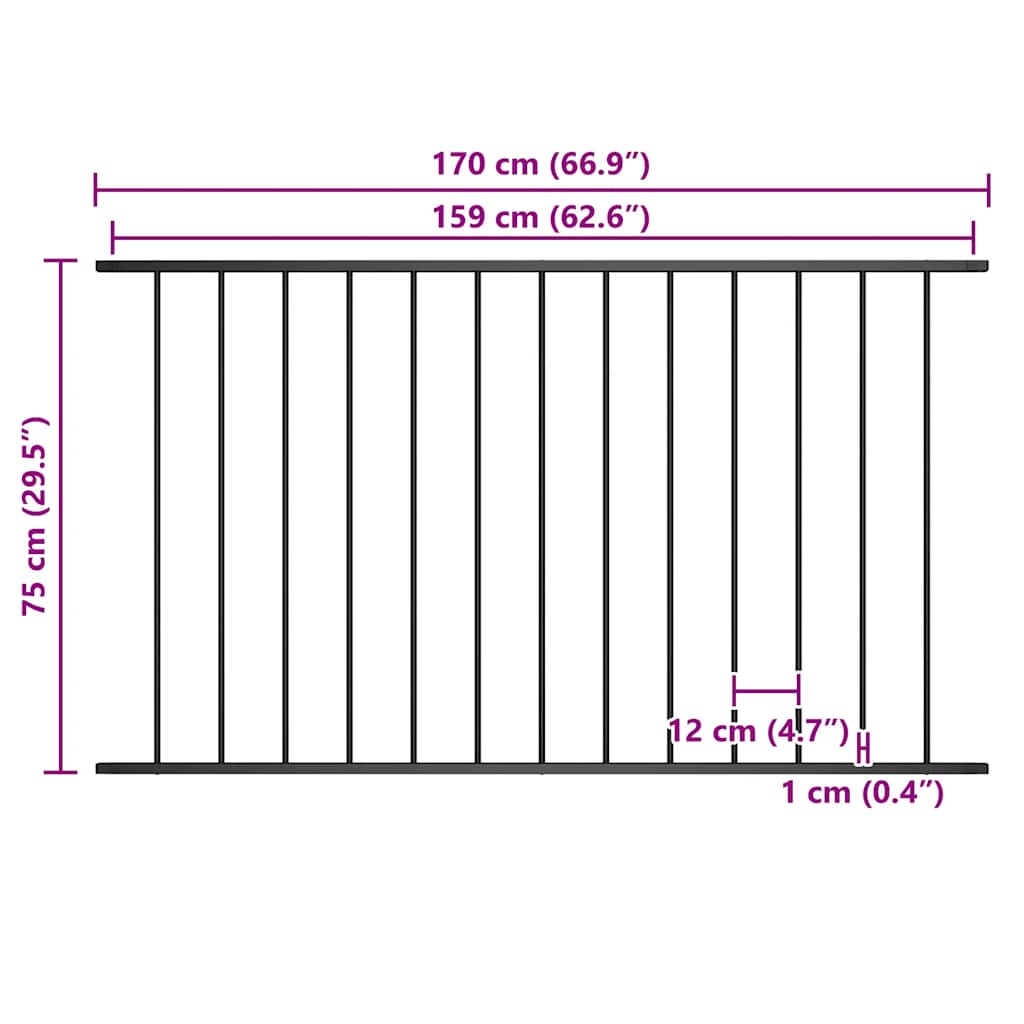 Zaunelement Woerden Pulverbeschichteter Stahl 1,7 x 0,75 m Schwarz