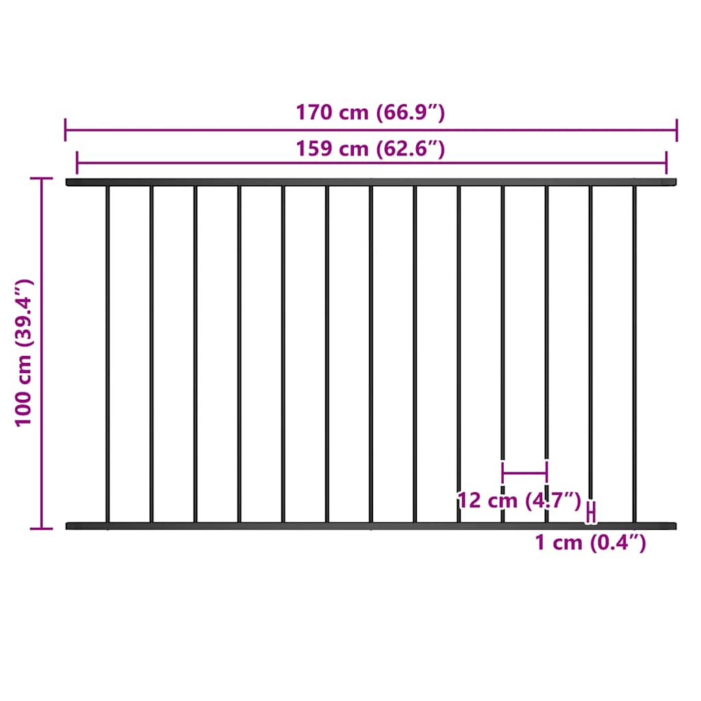 Zaunelement Woerden Pulverbeschichteter Stahl 1,7 x 1 m Schwarz