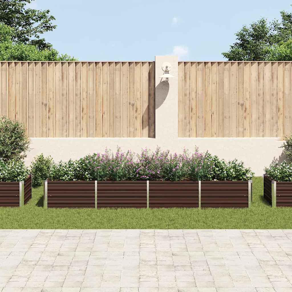 Garden Raised Bed Brown 320 x 80 x 45 cm Galvanized Steel