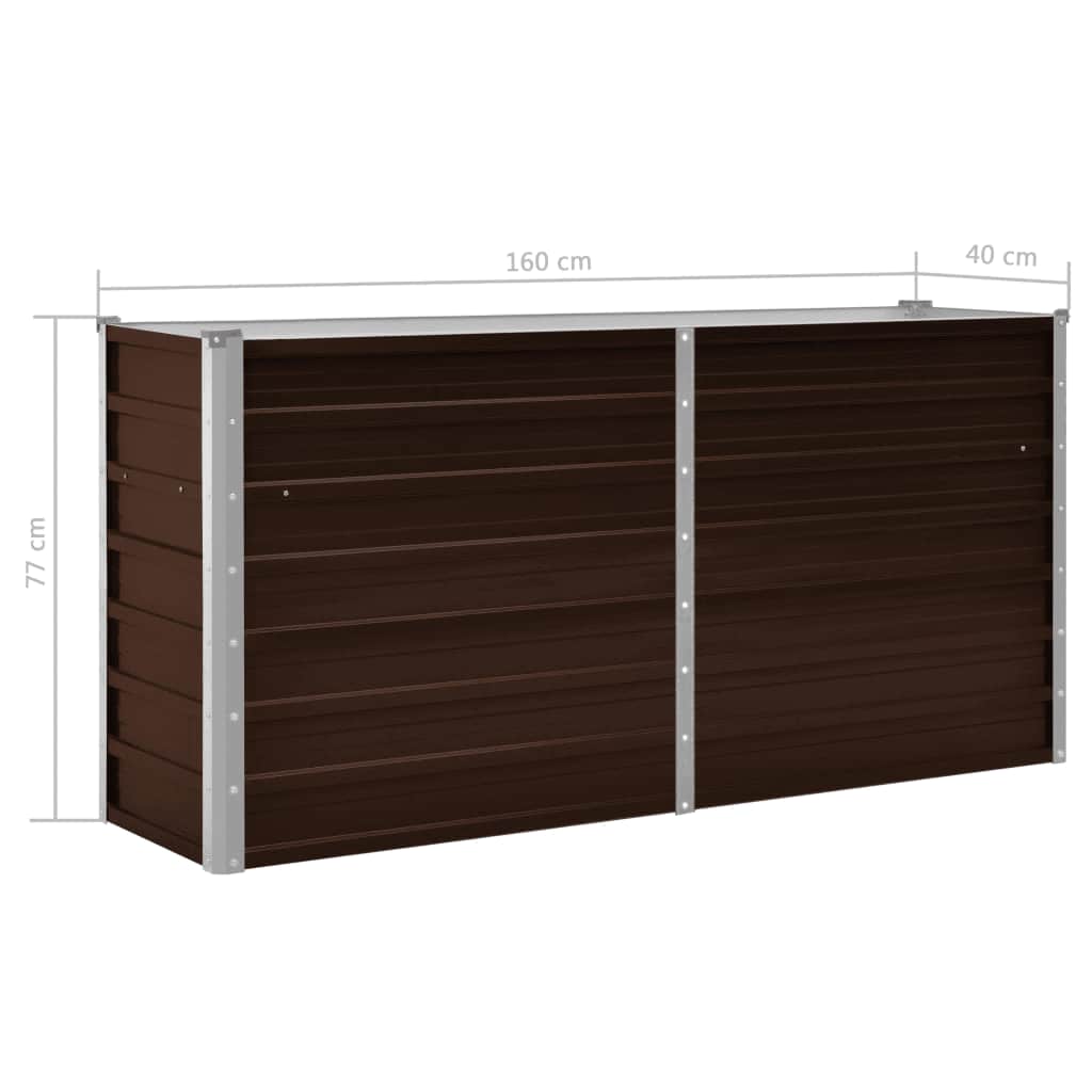 Garden Raised Bed Brown 160 x 40 x 77 cm Galvanized Steel