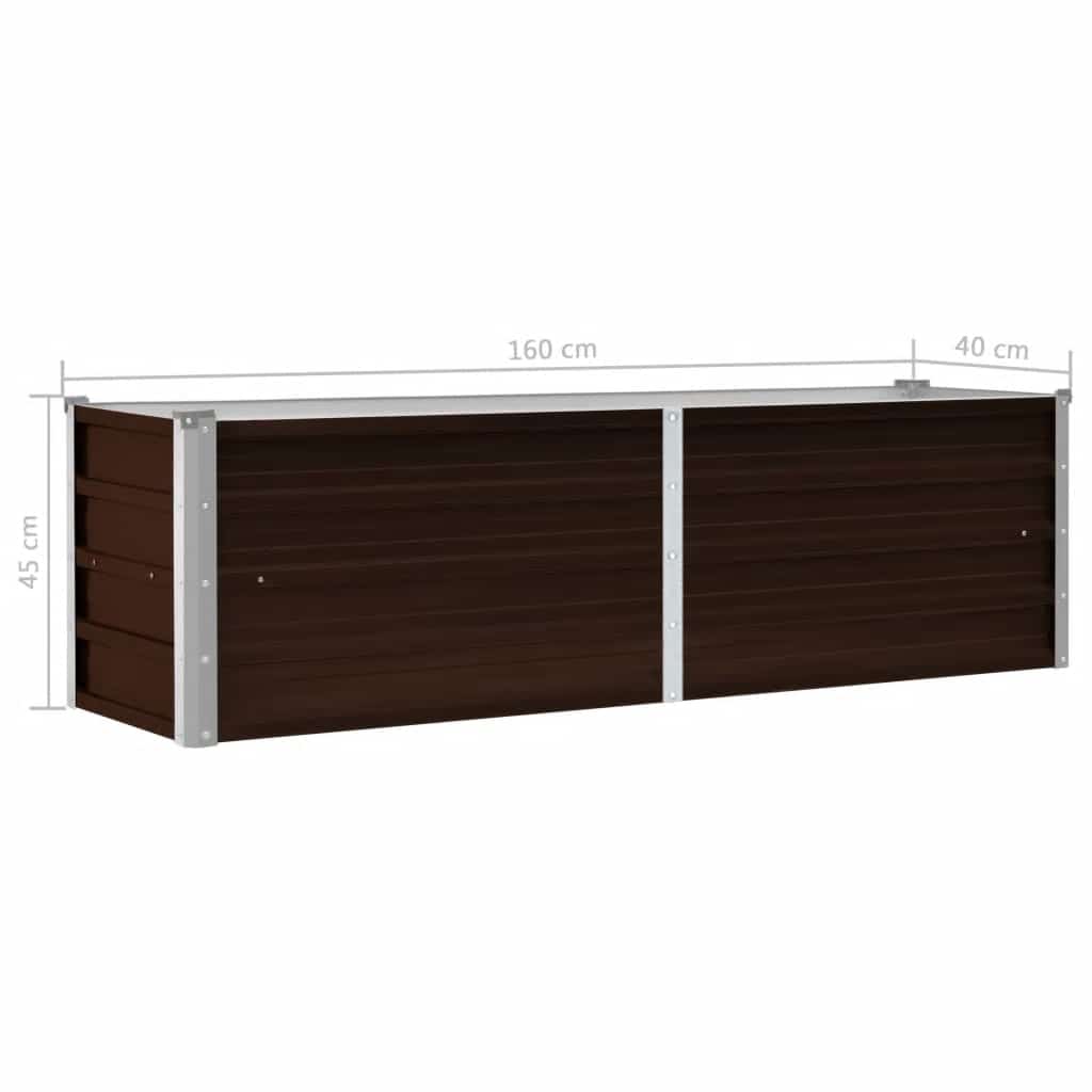 Garden Raised Bed Brown 160 x 40 x 45 cm Galvanized Steel