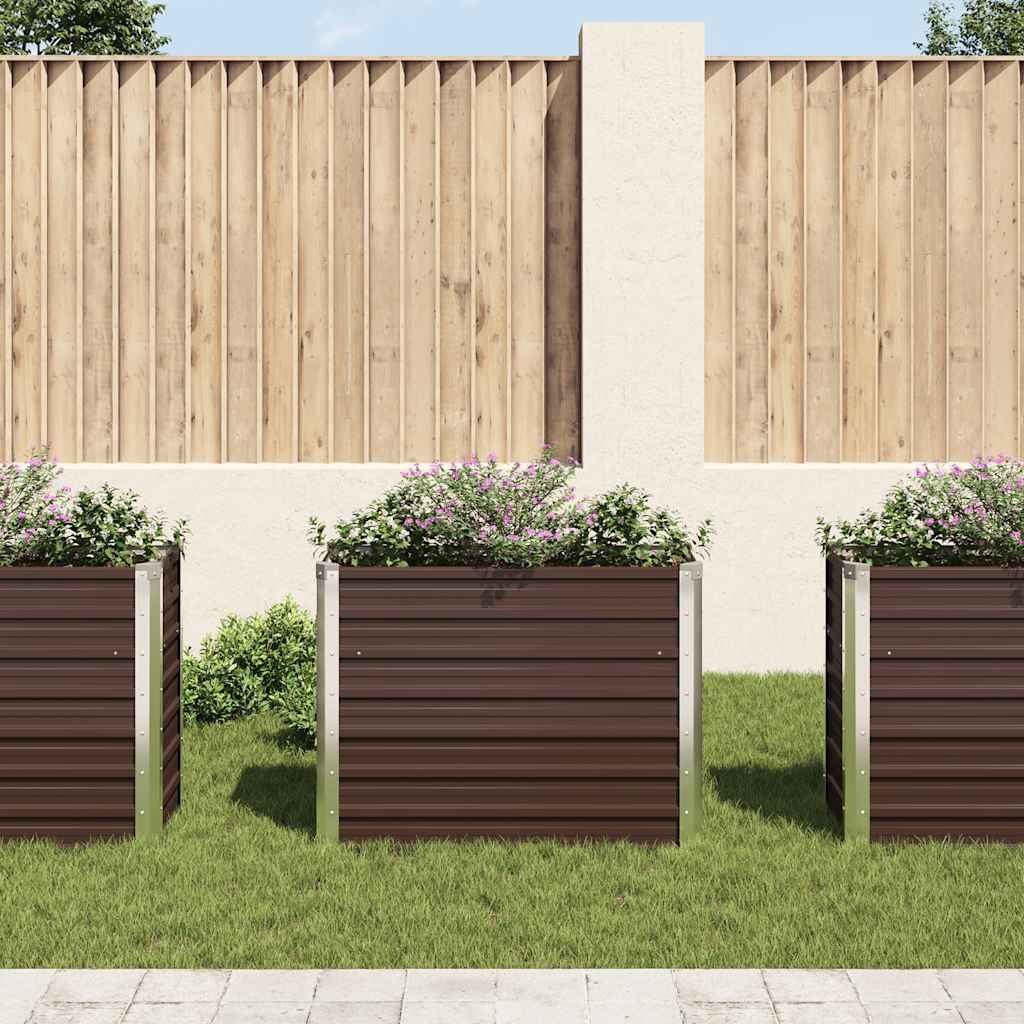 Garden Raised Bed Brown 100 x 40 x 77 cm Galvanized Steel