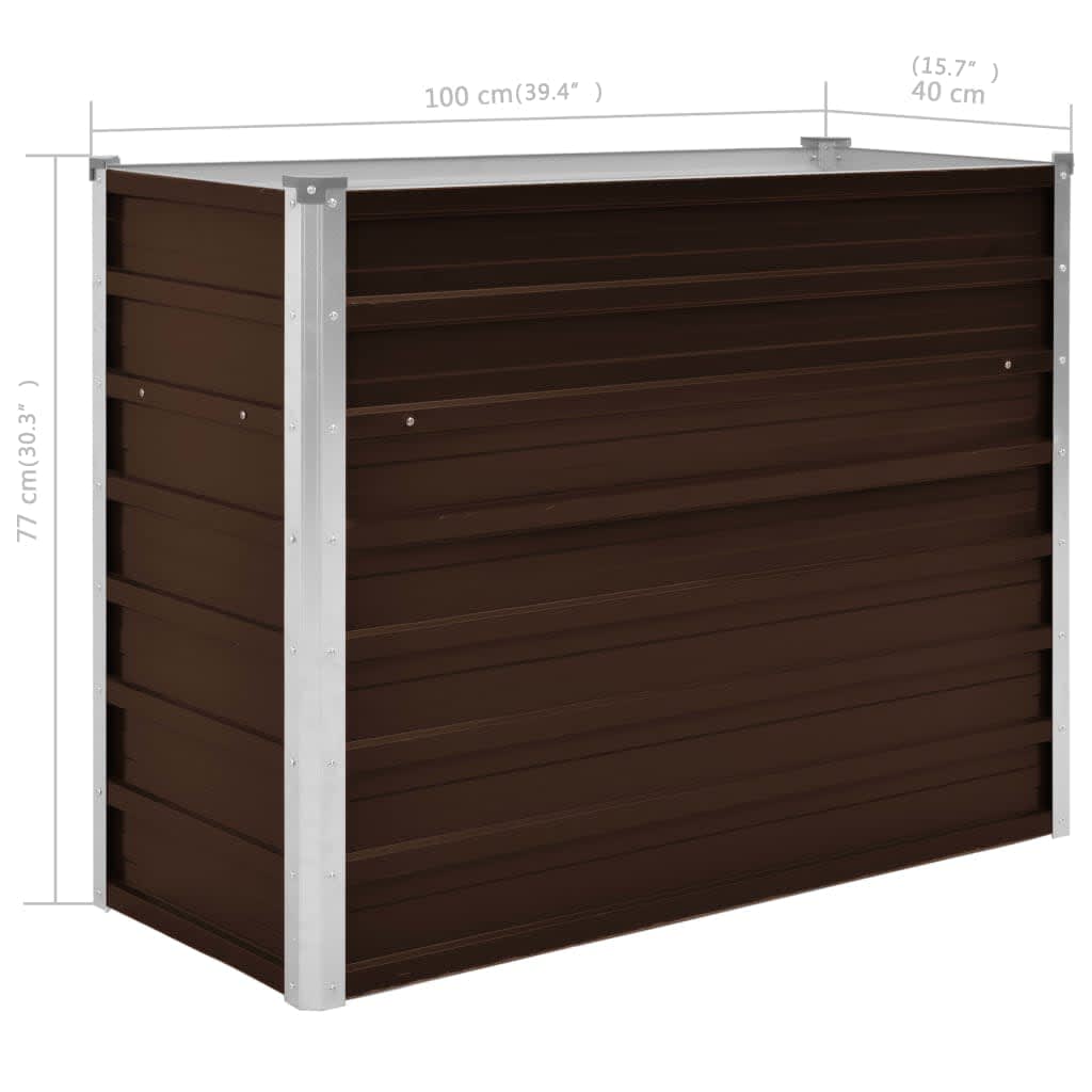 Garden Raised Bed Brown 100 x 40 x 77 cm Galvanized Steel