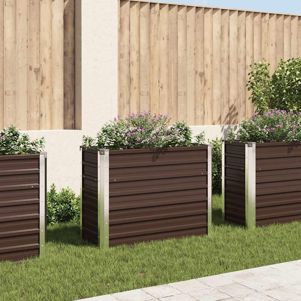 Garden Raised Bed Brown 100 x 40 x 77 cm Galvanized Steel