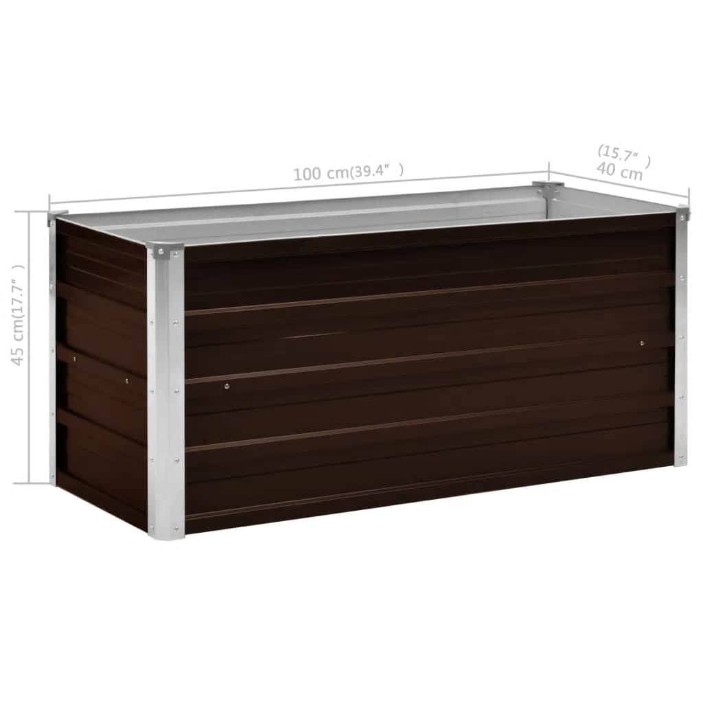 Garden Raised Bed Brown 100 x 40 x 45 cm Galvanized Steel