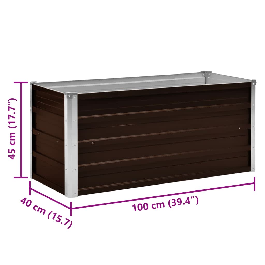 Garten-Hochbeet Braun 100 x 40 x 45 cm Verzinkter Stahl
