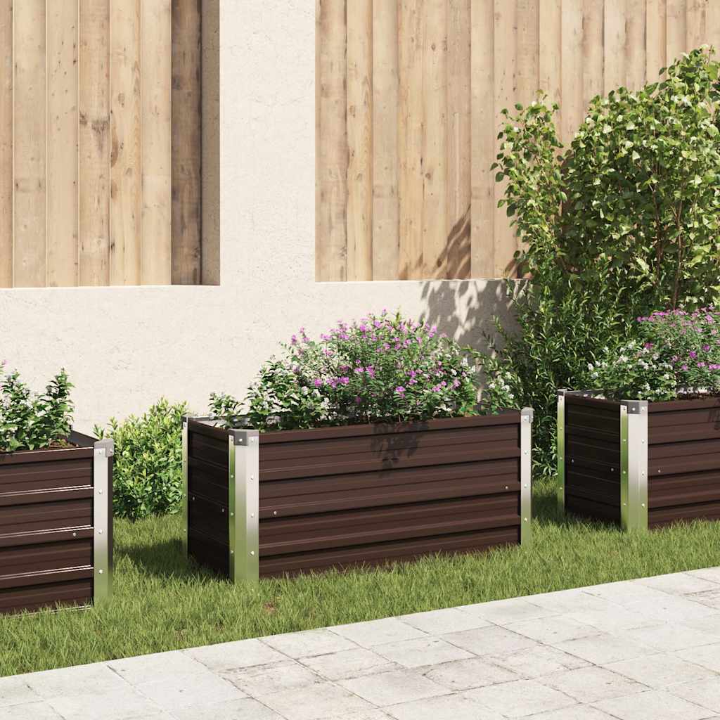 Garden Raised Bed Brown 100 x 40 x 45 cm Galvanized Steel