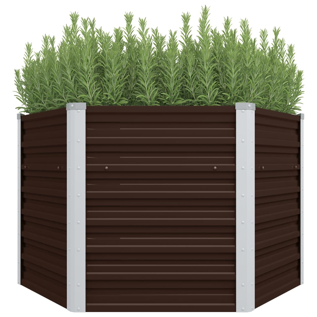 Garden Raised Bed Brown 129 x 129 x 77 cm Galvanized Steel