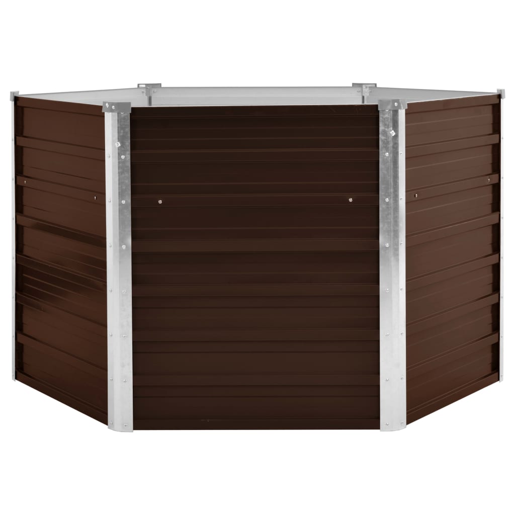 Garden Raised Bed Brown 129 x 129 x 77 cm Galvanized Steel