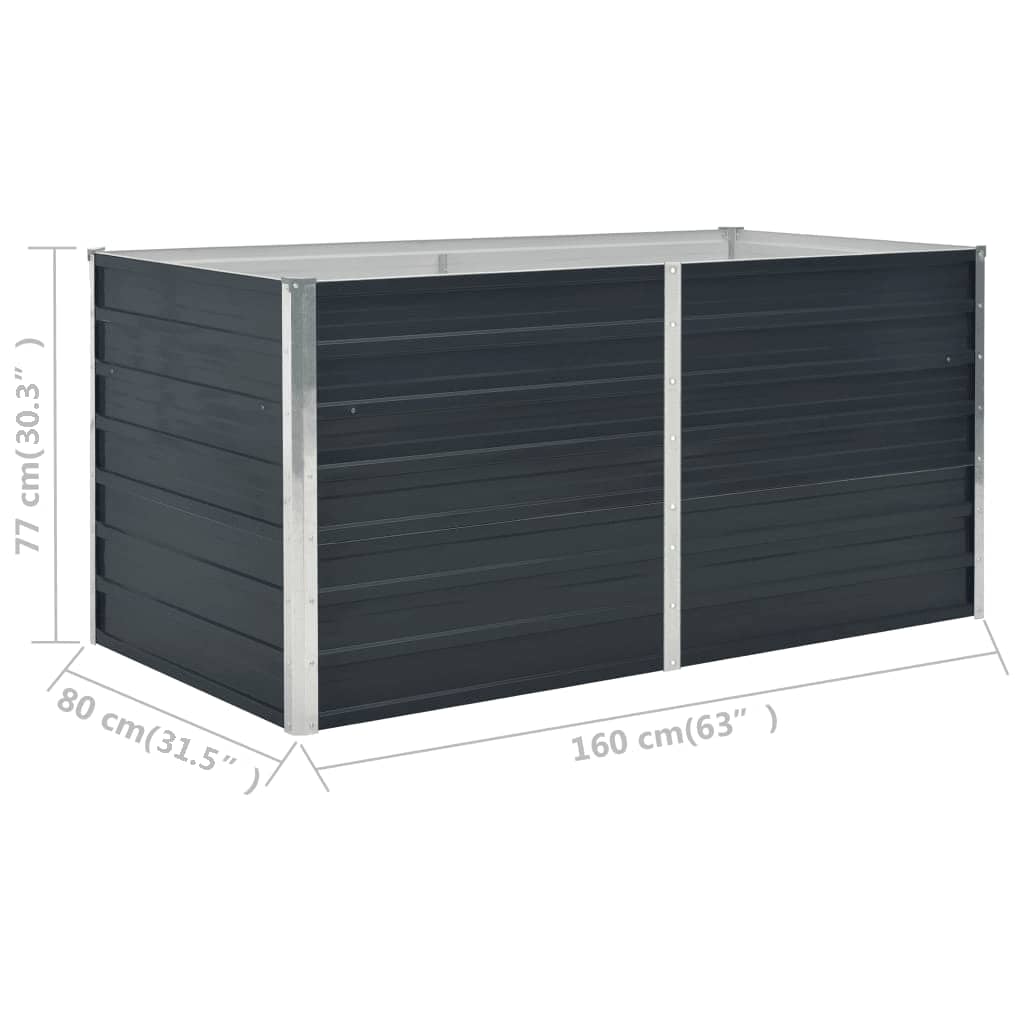 Raised Bed Anthracite 160 x 80 x 77 cm Galvanized Steel