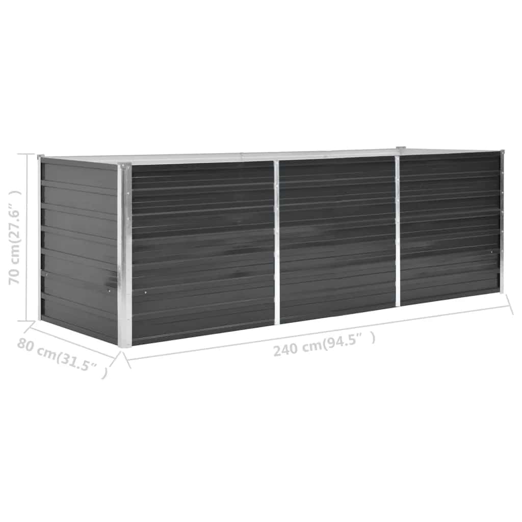Garden Raised Bed Anthracite 240 x 80 x 77 cm Galvanized Steel