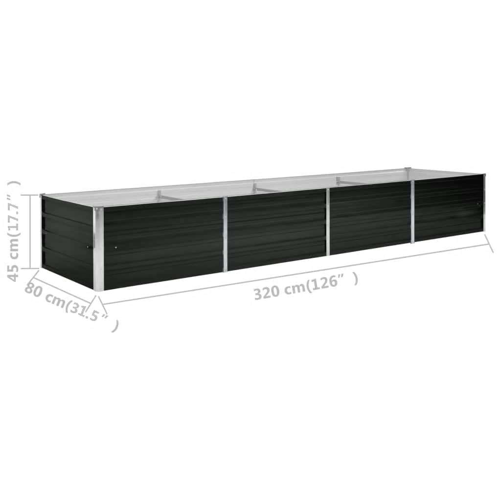 Garden Raised Bed Anthracite 320 x 80 x 45 cm Galvanized Steel