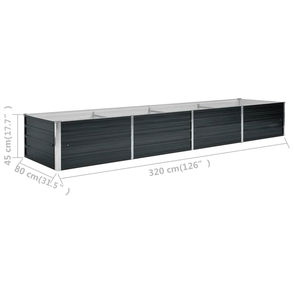 Garten-Hochbeet Anthrazit 320 x 80 x 45 cm Verzinkter Stahl