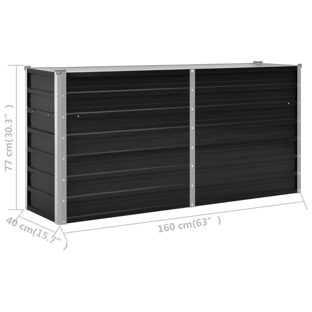 Garden Raised Bed Anthracite 160 x 40 x 77 cm Galvanized Steel