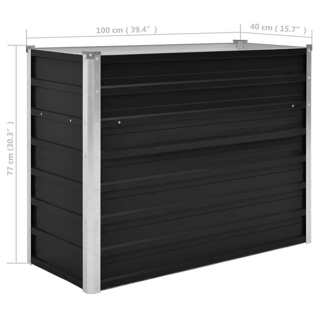 Garden Raised Bed Anthracite 100 x 40 x 77 cm Galvanized Steel