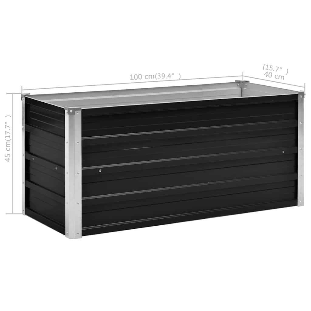 Garden Raised Bed Anthracite 100 x 40 x 45 cm Galvanized Steel