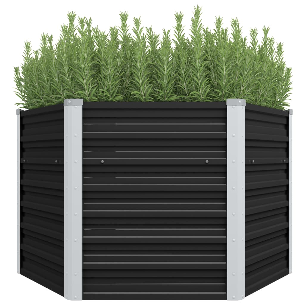 Garden Raised Bed Anthracite 129 x 129 x 77 cm Galvanized Steel