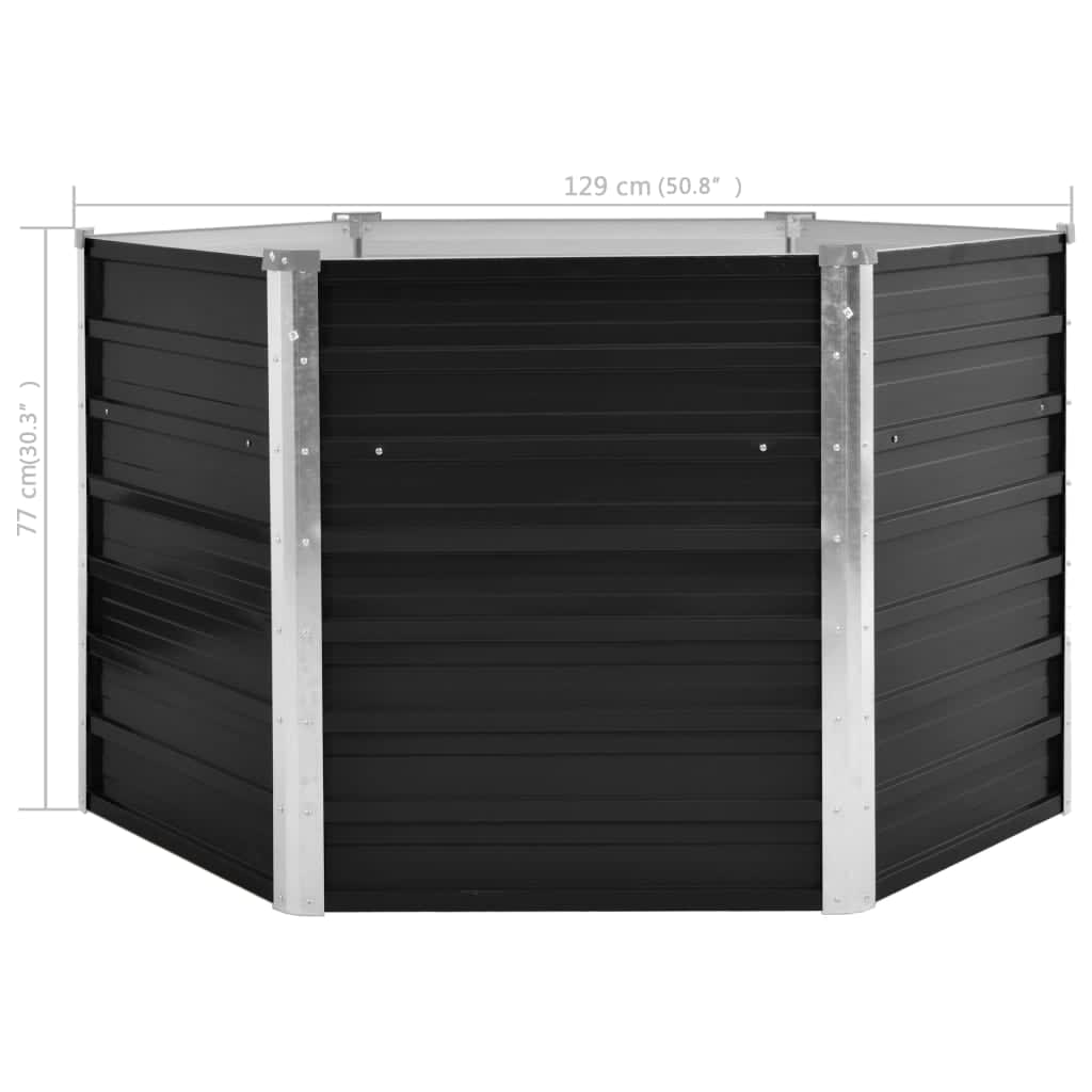 Garden Raised Bed Anthracite 129 x 129 x 77 cm Galvanized Steel