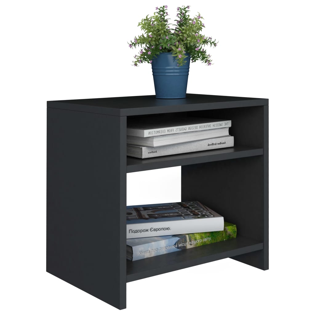 Bedside Table Black 40x30x40 cm Wood Material