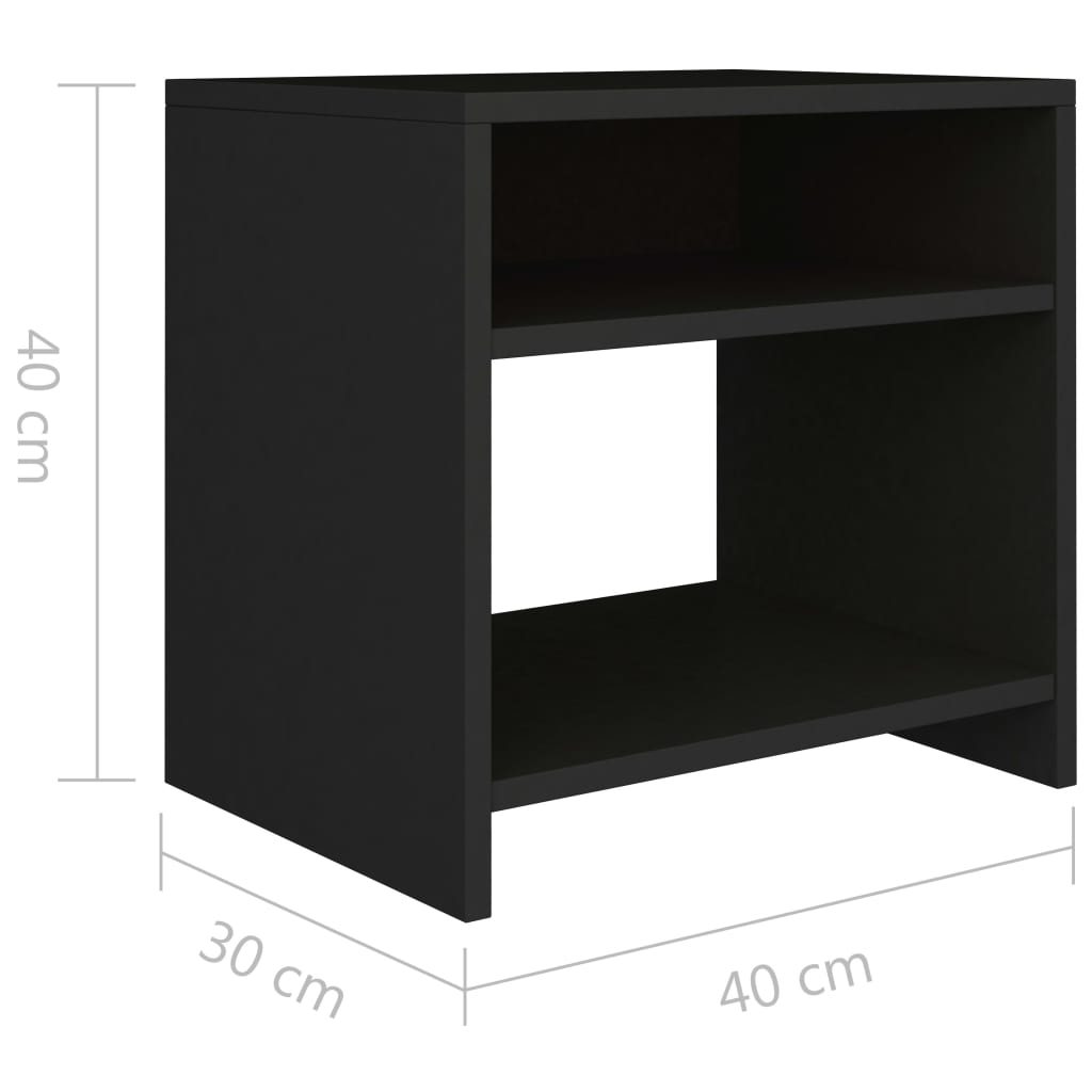 Tables de chevet 2 pcs. Noir 40x30x40 cm en bois