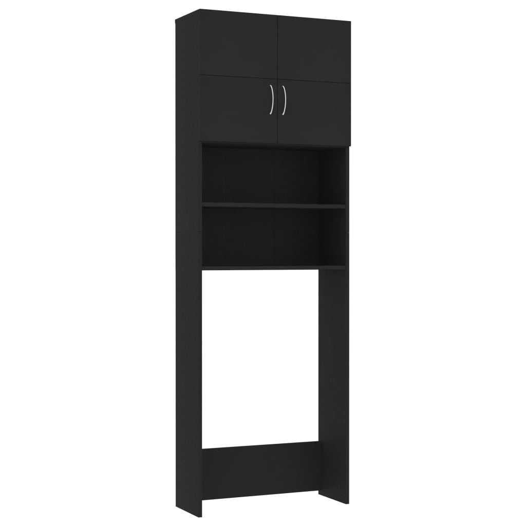 Meuble pour machine à laver noir 64x25,5x190 cm en bois