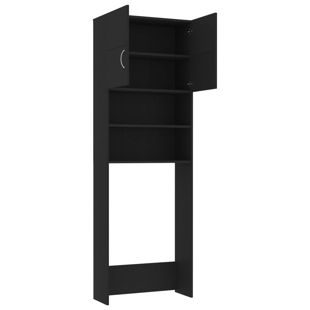 Meuble pour machine à laver noir 64x25,5x190 cm en bois