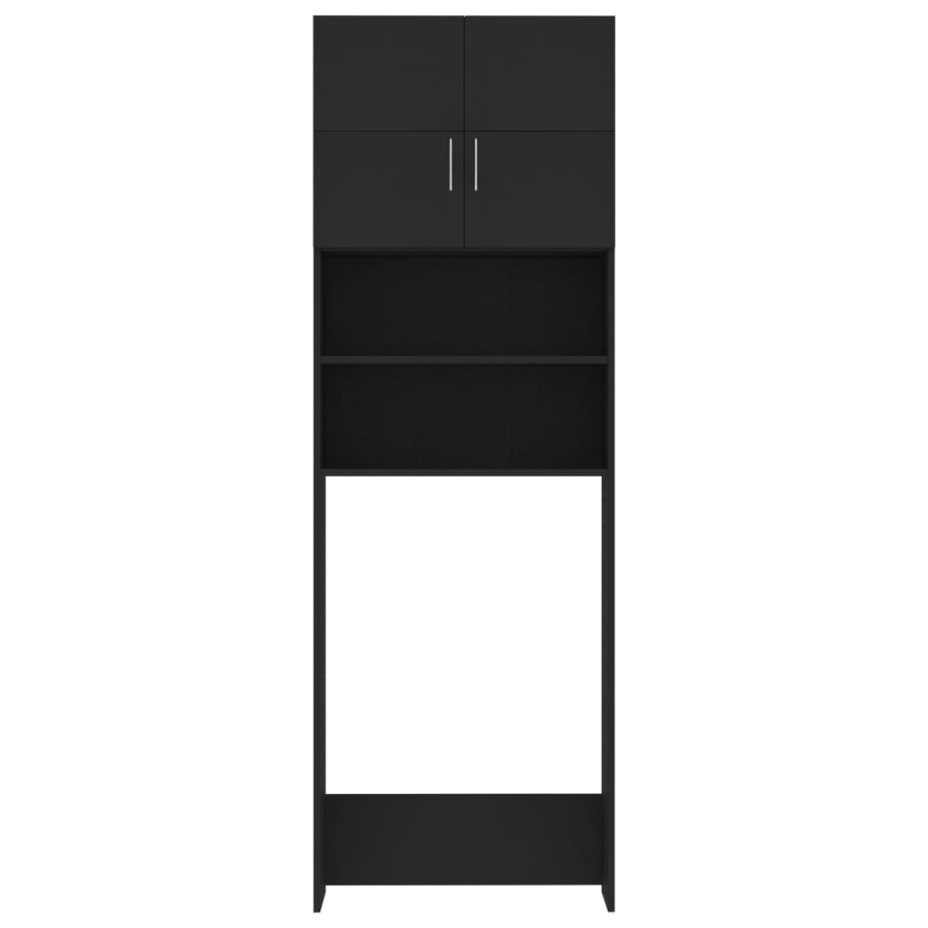 Meuble pour machine à laver noir 64x25,5x190 cm en bois