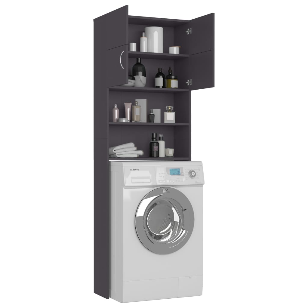 Waschmaschinenschrank Grau 64x25,5x190 cm Holzwerkstoff