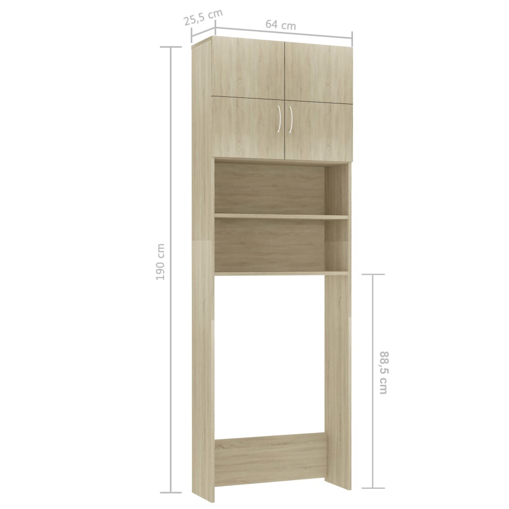 Waschmaschinenschrank Sonoma-Eiche 64x25,5x190 cm Holzwerkstoff