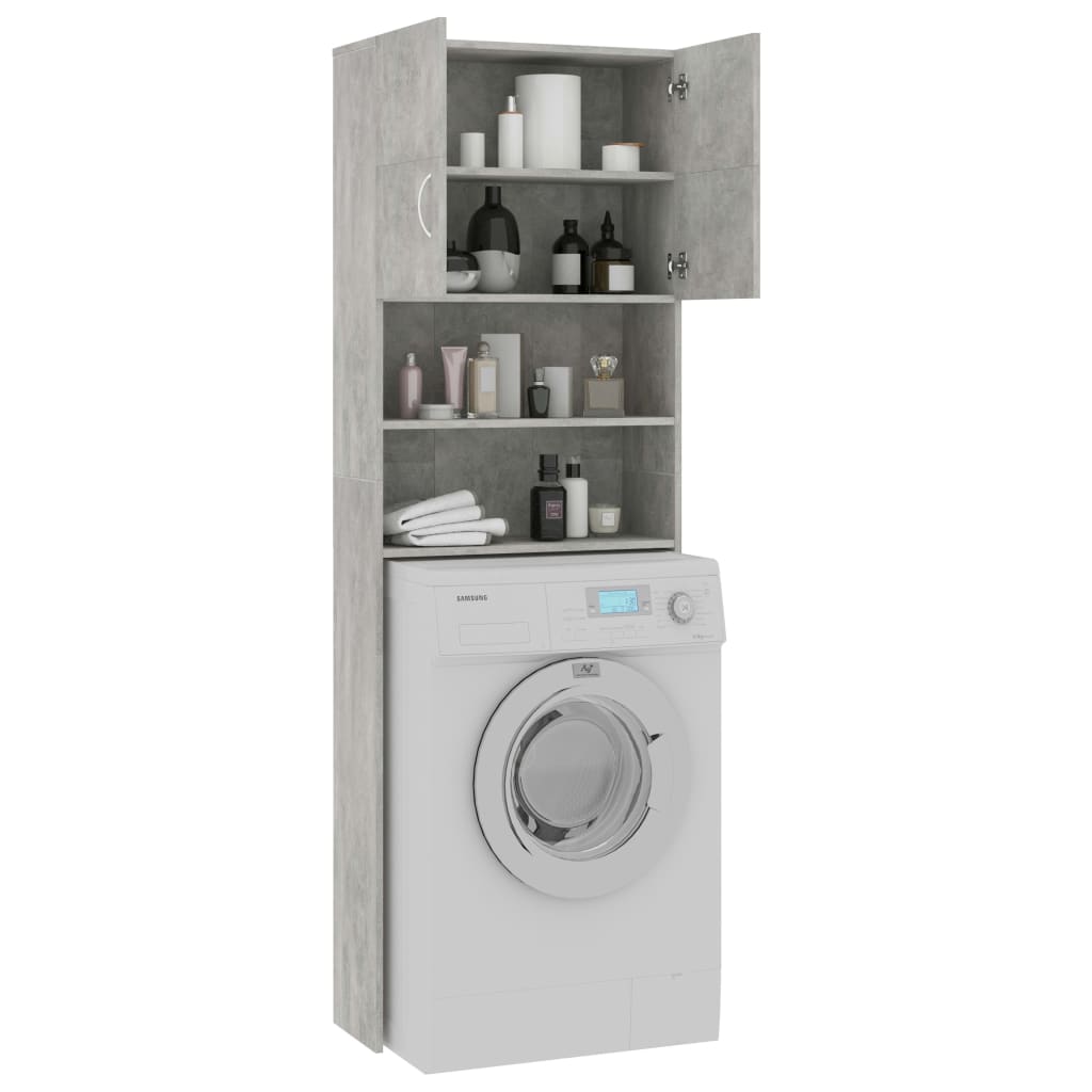 Waschmaschinenschrank Betongrau 64x25,5x190 cm Holzwerkstoff
