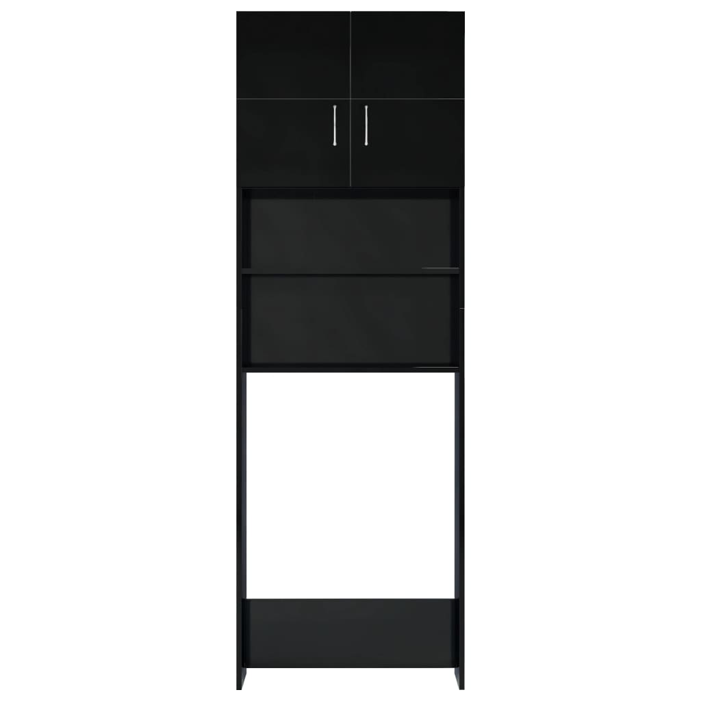 Waschmaschinenschrank Hochglanz-Schwarz 64x25,5x190 cm