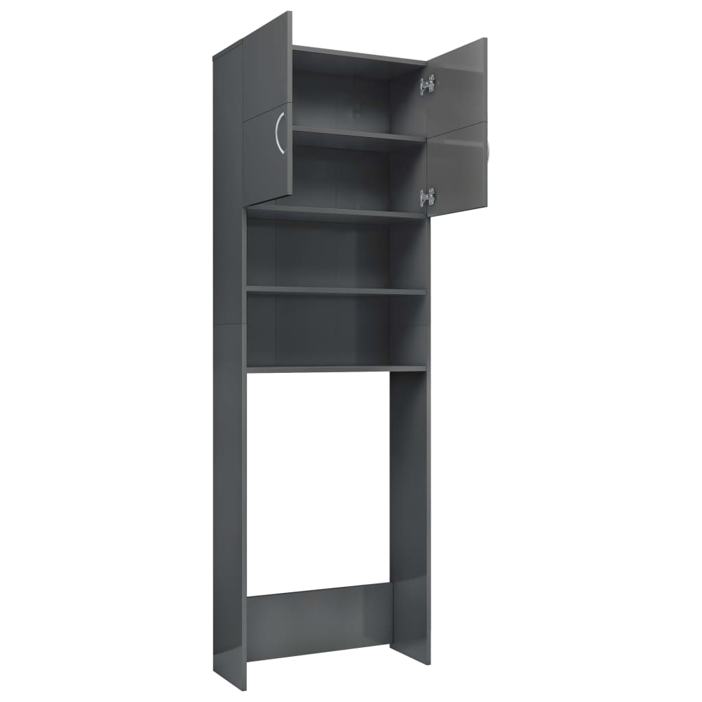 Waschmaschinenschrank Hochglanz-Grau 64x25,5x190 cm