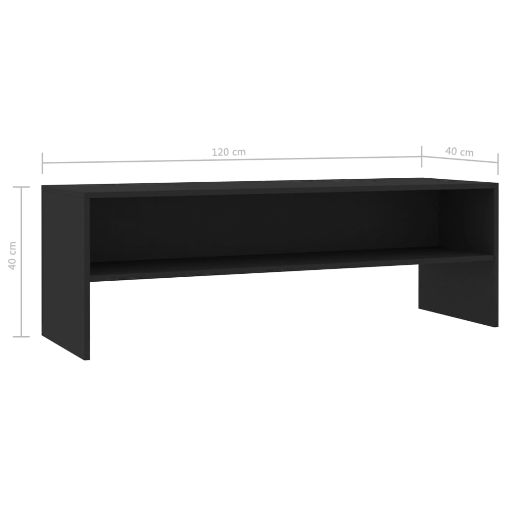 Meuble TV noir 120x40x40 cm en bois