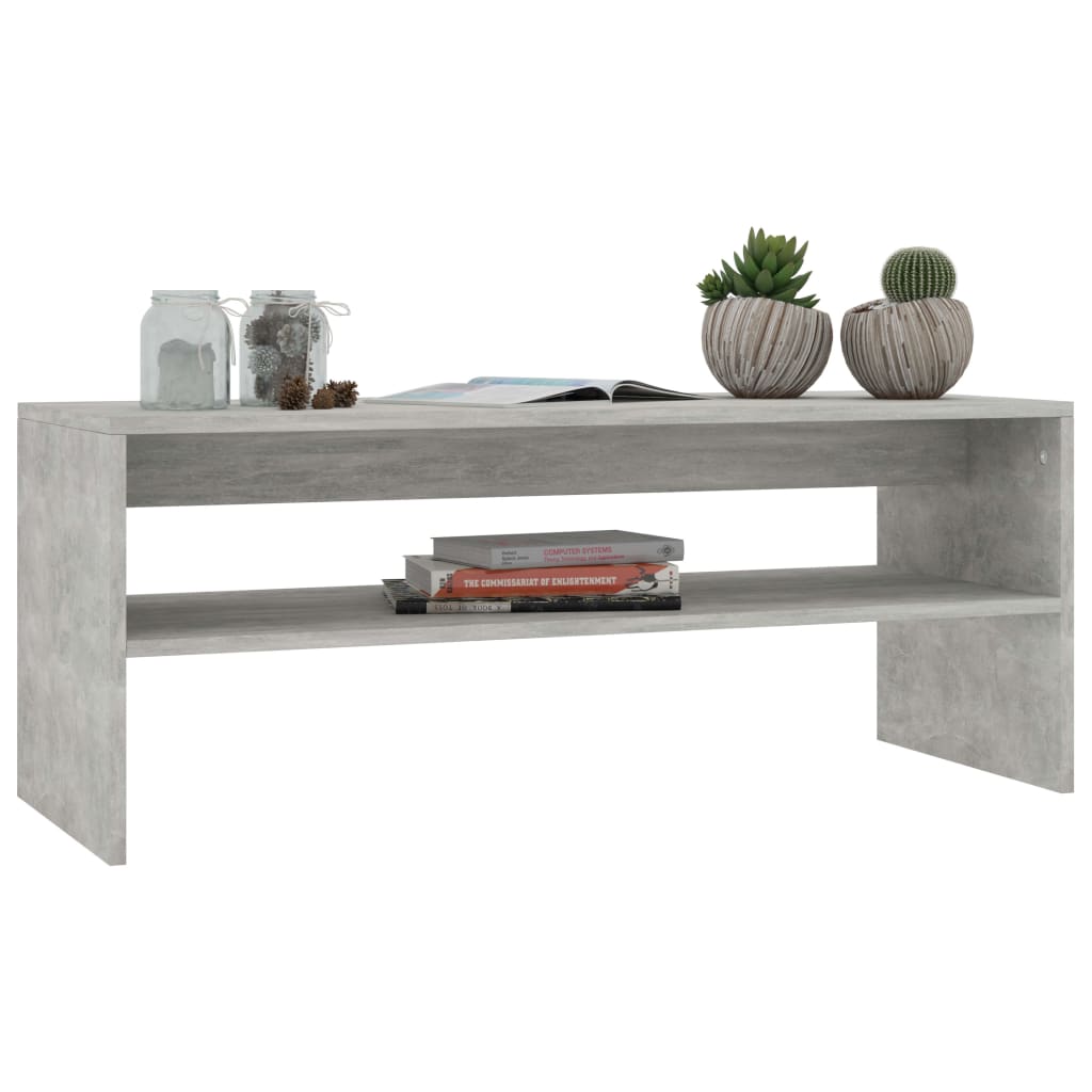 Table basse gris béton 100x40x40 cm en bois