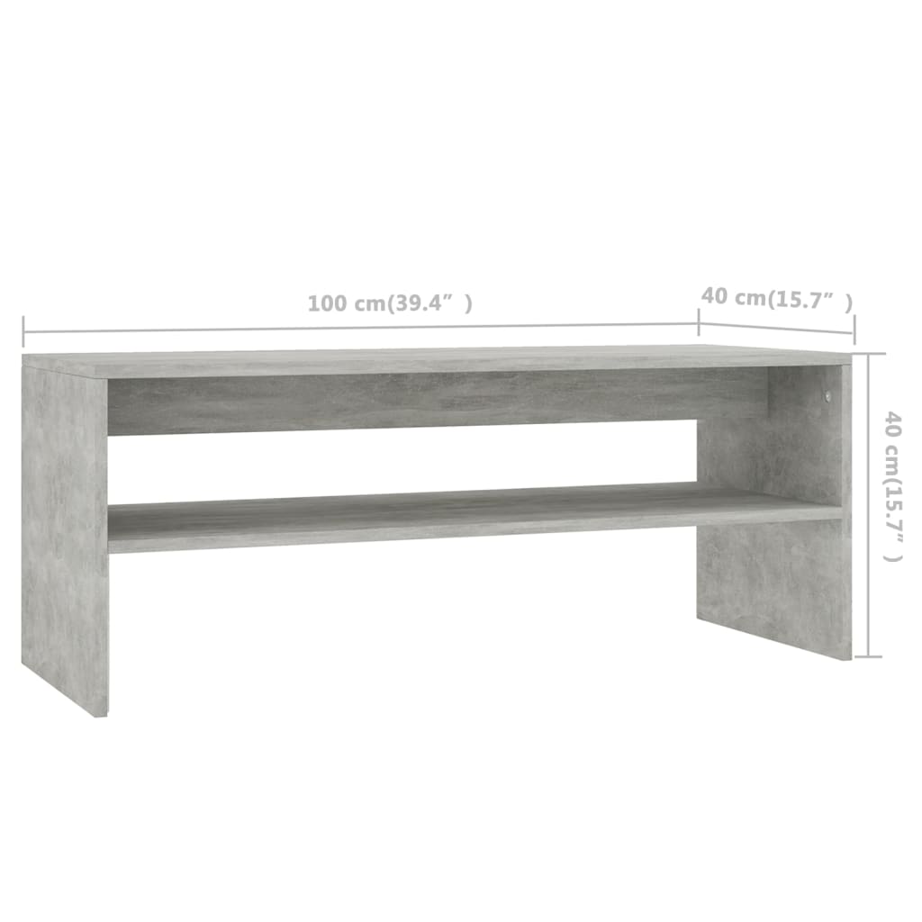 Table basse gris béton 100x40x40 cm en bois