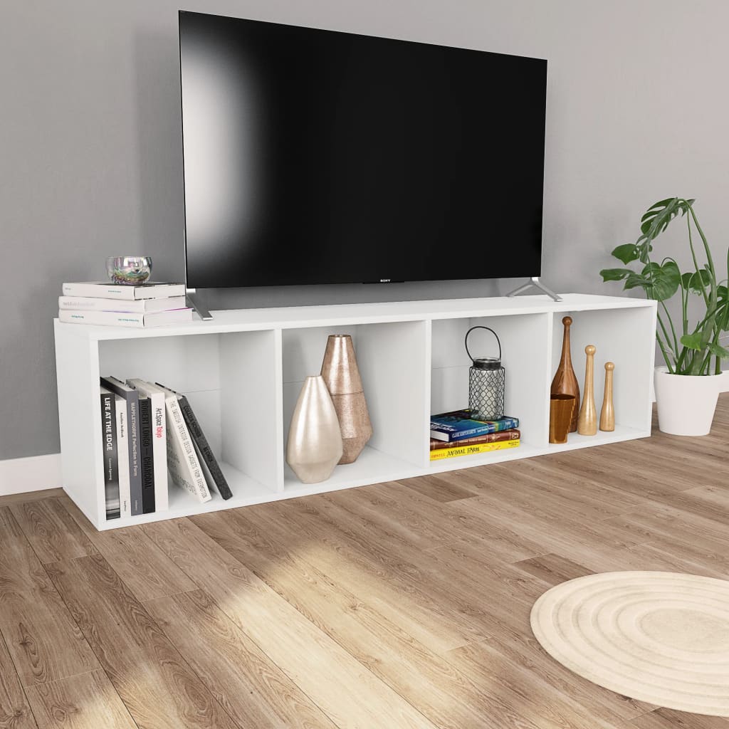 Bibliothèque/meuble TV blanc 36×30×143 cm matériau bois
