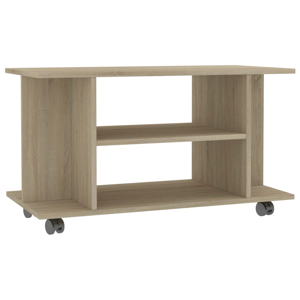Meuble TV à roulettes Chêne Sonoma 80x40x45 cm matériau bois