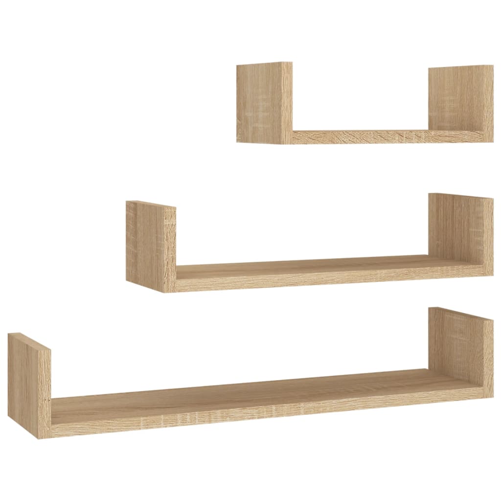 Wall shelf 3 pcs. Sonoma oak wood material