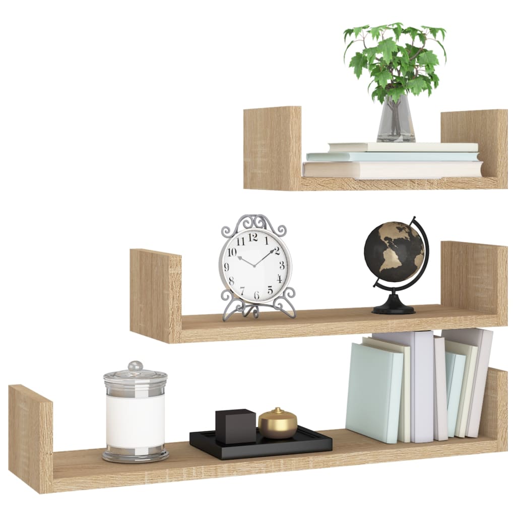 Wall shelf 3 pcs. Sonoma oak wood material