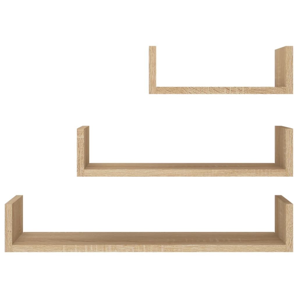 Wall shelf 3 pcs. Sonoma oak wood material
