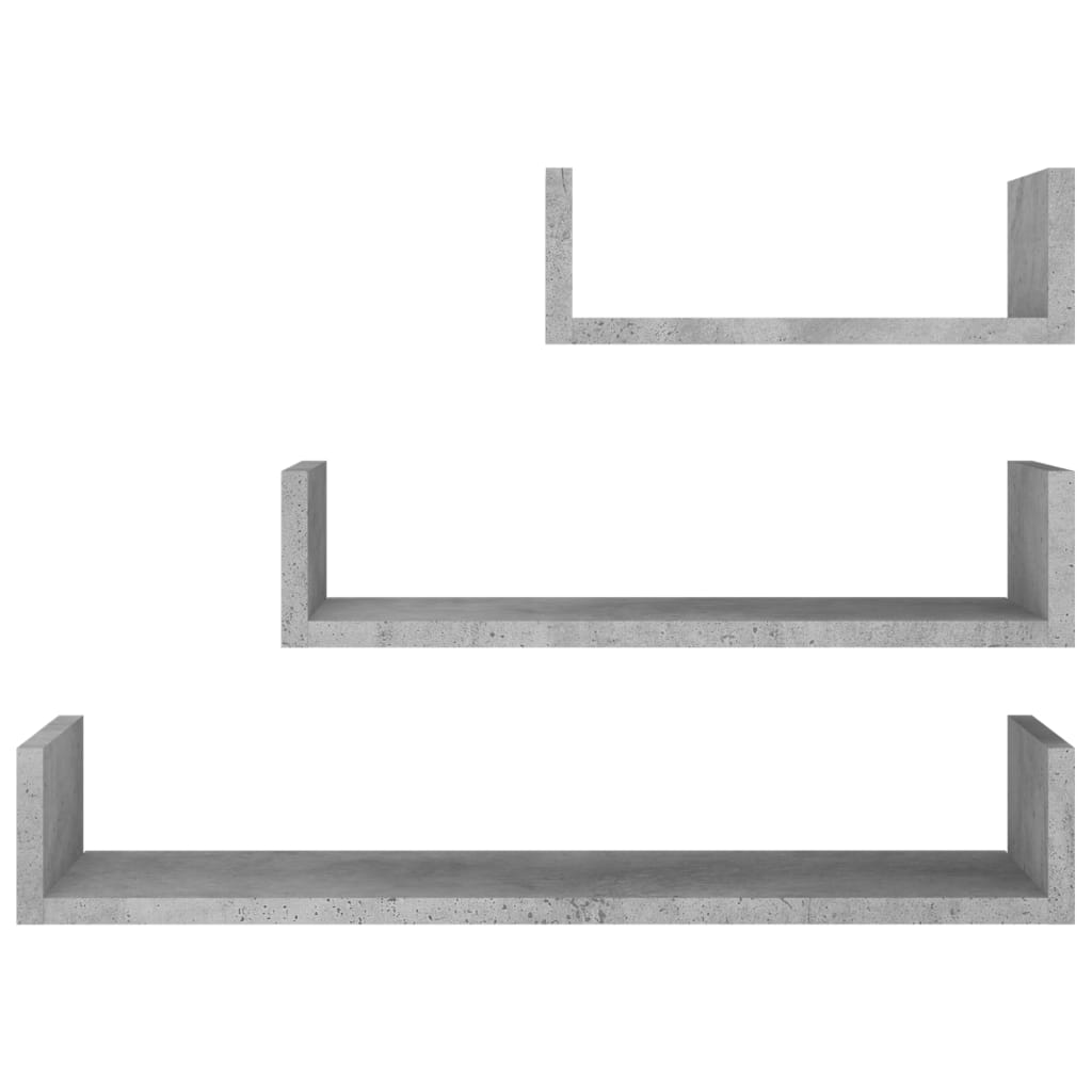 Wall shelf 3 pcs. Concrete gray wood material