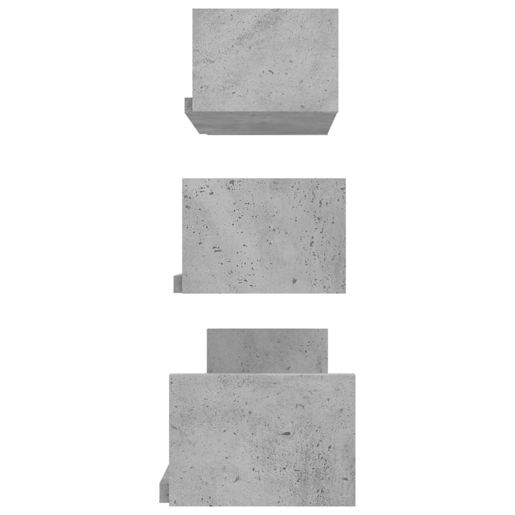 Wall shelf 3 pcs. Concrete gray wood material