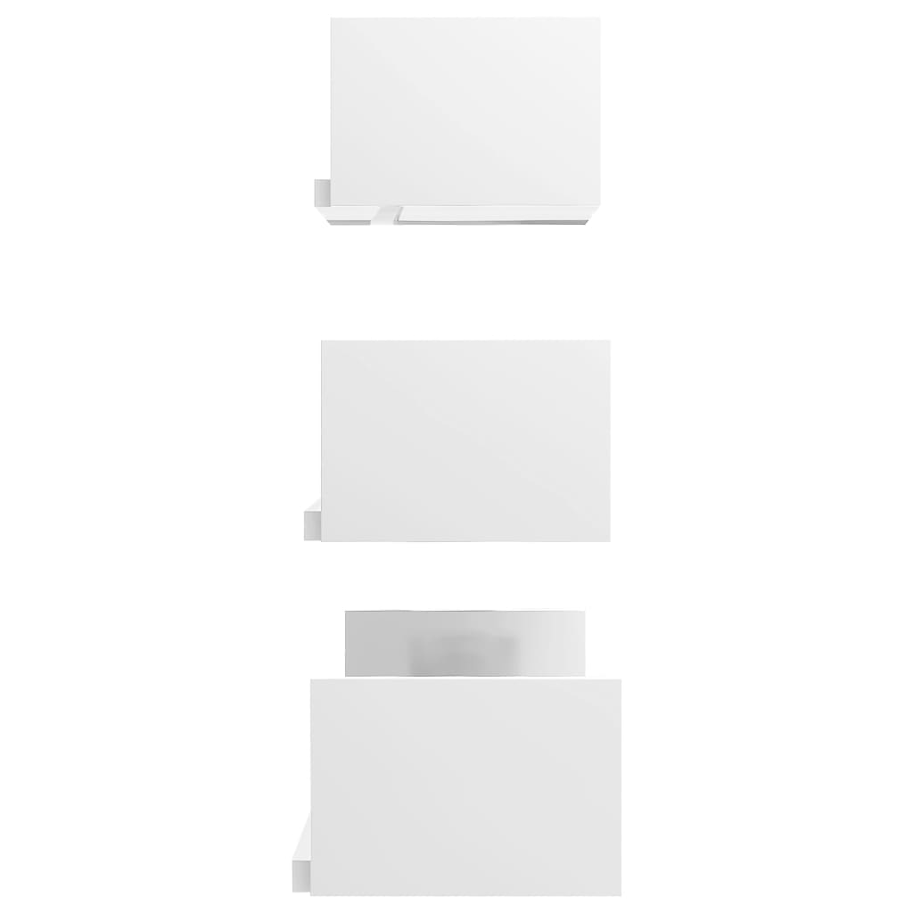 Wall shelf 3 pcs. High gloss white wood material
