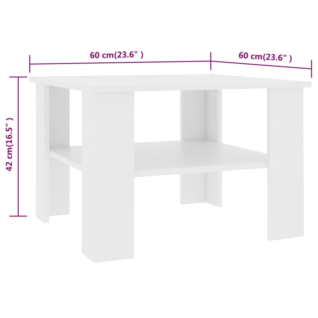 Coffee Table White 60x60x42 cm Wood Material