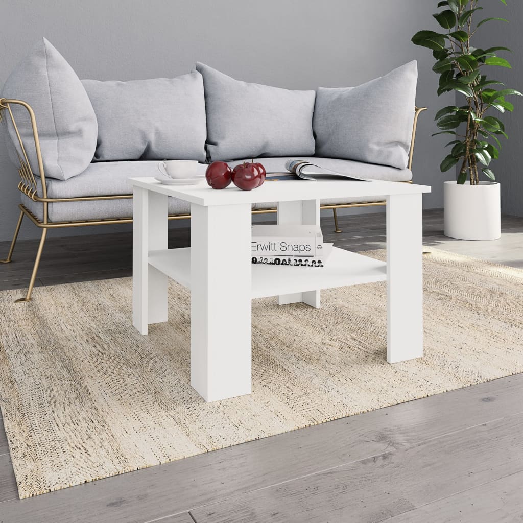 Coffee Table White 60x60x42 cm Wood Material