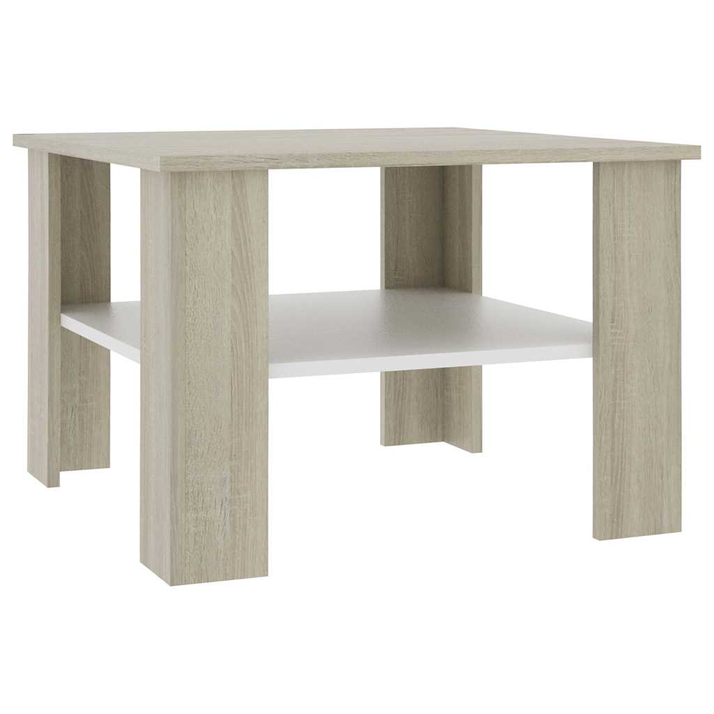 Couchtisch Weiß Sonoma-Eiche 60x60x42 cm Holzwerkstoff