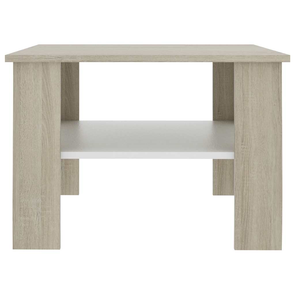 Couchtisch Weiß Sonoma-Eiche 60x60x42 cm Holzwerkstoff