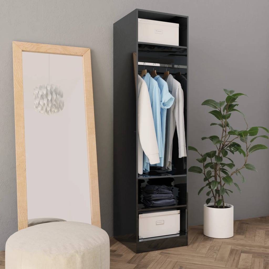 Kleiderschrank Hochglanz-Schwarz 50x50x200 cm Holzwerkstoff