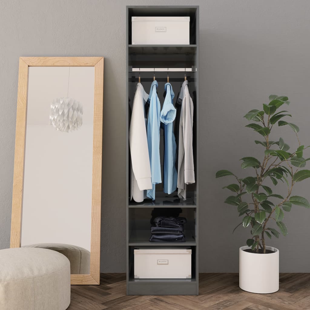 Kleiderschrank Hochglanz-Grau 50x50x200 cm Holzwerkstoff